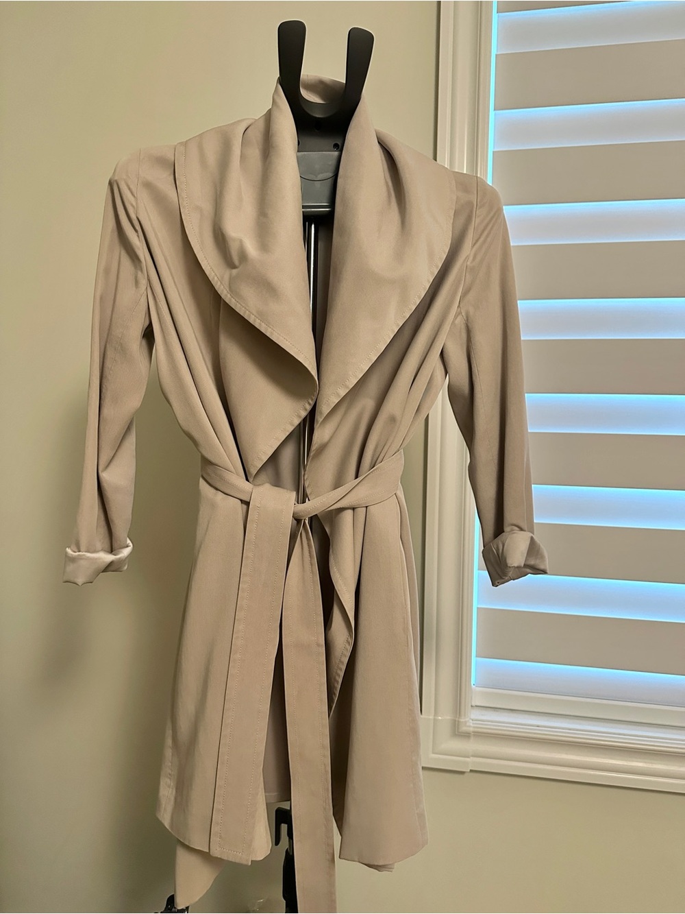 Club Monaco Taupe Draped Belt Trench Coat